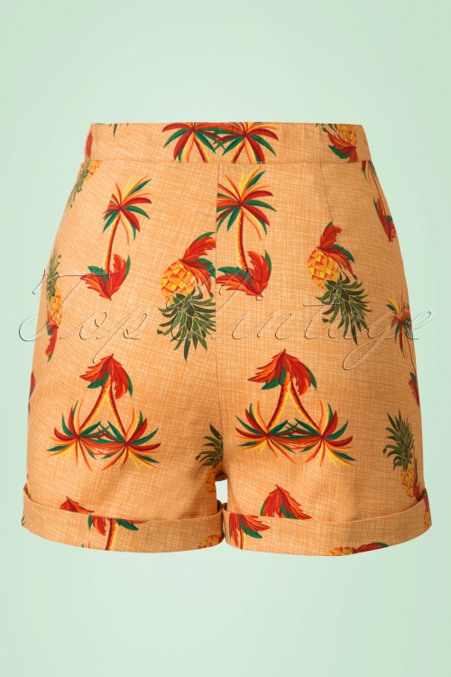 Collectif Clothing - Ayana Pineapple Palm Shorts Années 50 en Jaune 4