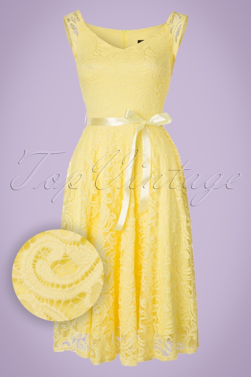 Vintage Chic for Topvintage - 50s Lucia Lace Swing Dress in Light Yellow 2