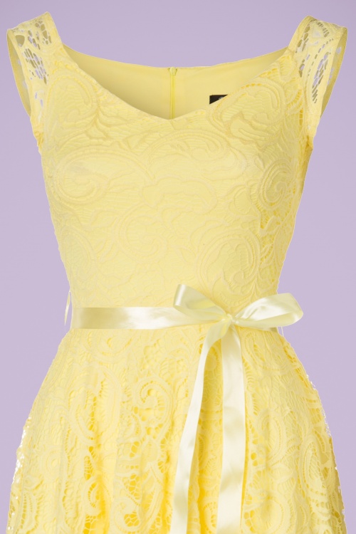 Vintage Chic for Topvintage - 50s Lucia Lace Swing Dress in Light Yellow 3