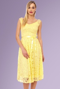 Vintage Chic for Topvintage - 50s Lucia Lace Swing Dress in Light Yellow 5