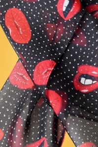 Unique Vintage - 50s Polkadots and Lips Hair Scarf in Black 3