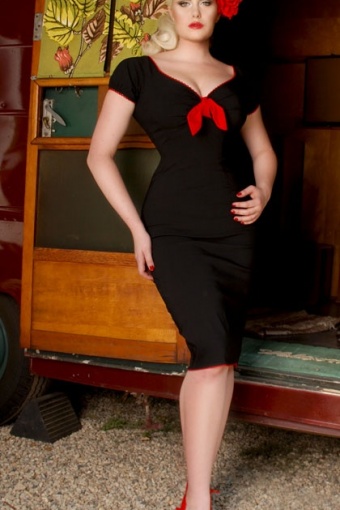 retro Natalie dress black with red trim