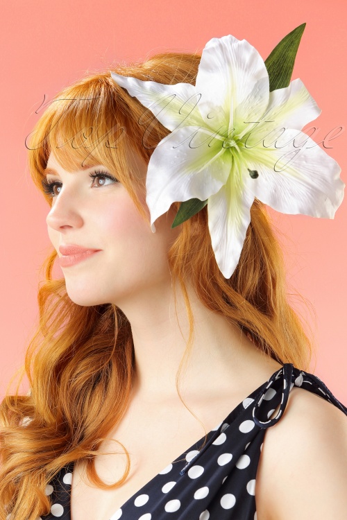 Lady Luck's Boutique - 50s Ava XL Hairflower in White