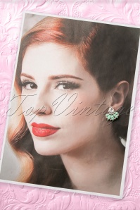 From Paris with Love! - 40s Infinity Leaf Gemstone Studs in Mint Green 2