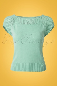 Collectif Clothing - Claire Knitted Top Années 40 en Vert Antique 2