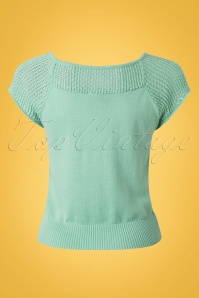 Collectif Clothing - Claire Knitted Top Années 40 en Vert Antique 4