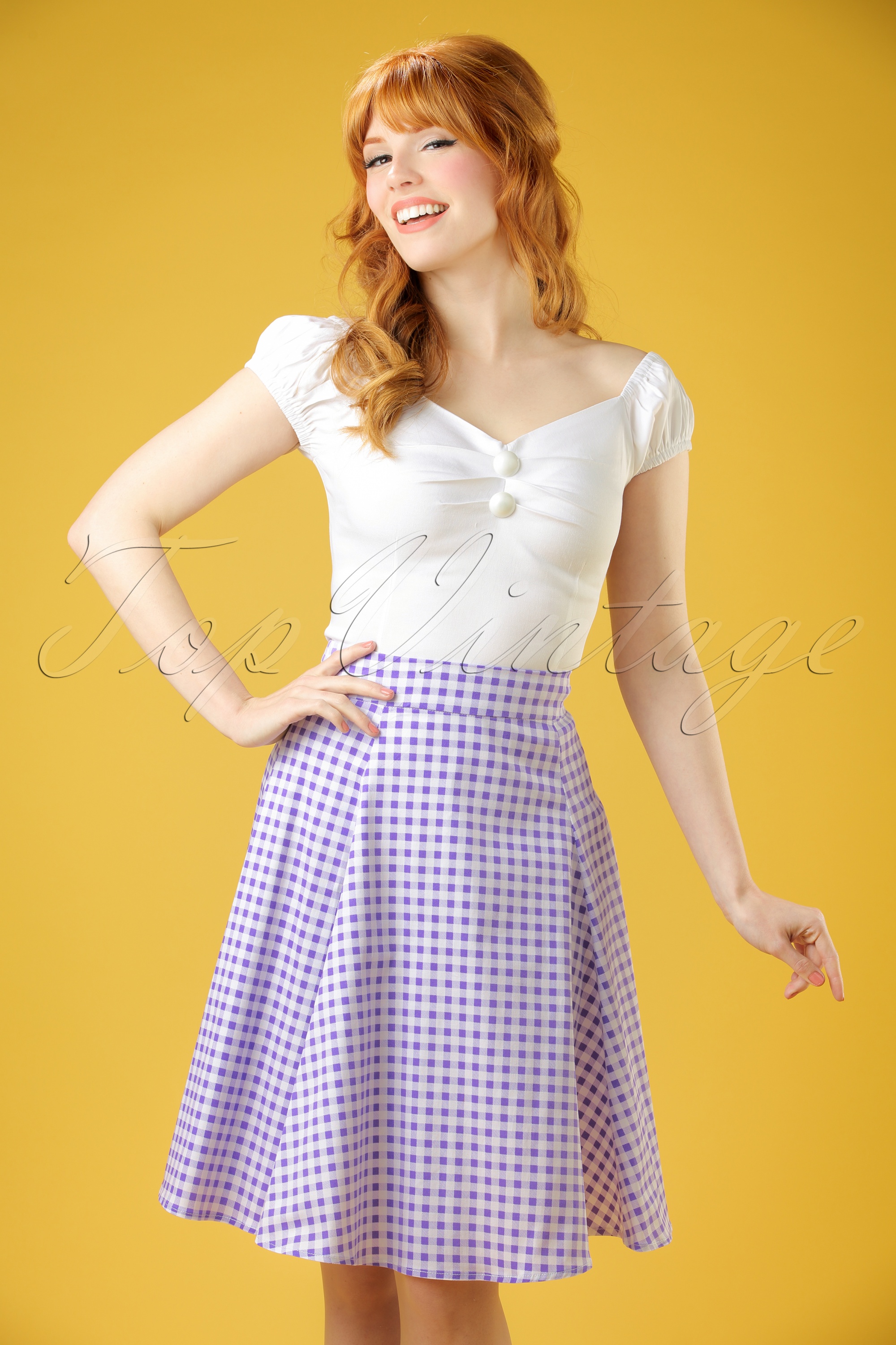 50s Tammy Gingham Skirt in Lilac