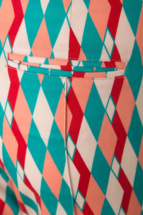 Collectif Clothing - Bonnie Atomic Harlequin Trousers Années 50 en Rouge et Jade 3
