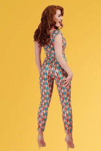 Collectif Clothing - Bonnie Atomic Harlequin Trousers Années 50 en Rouge et Jade 5