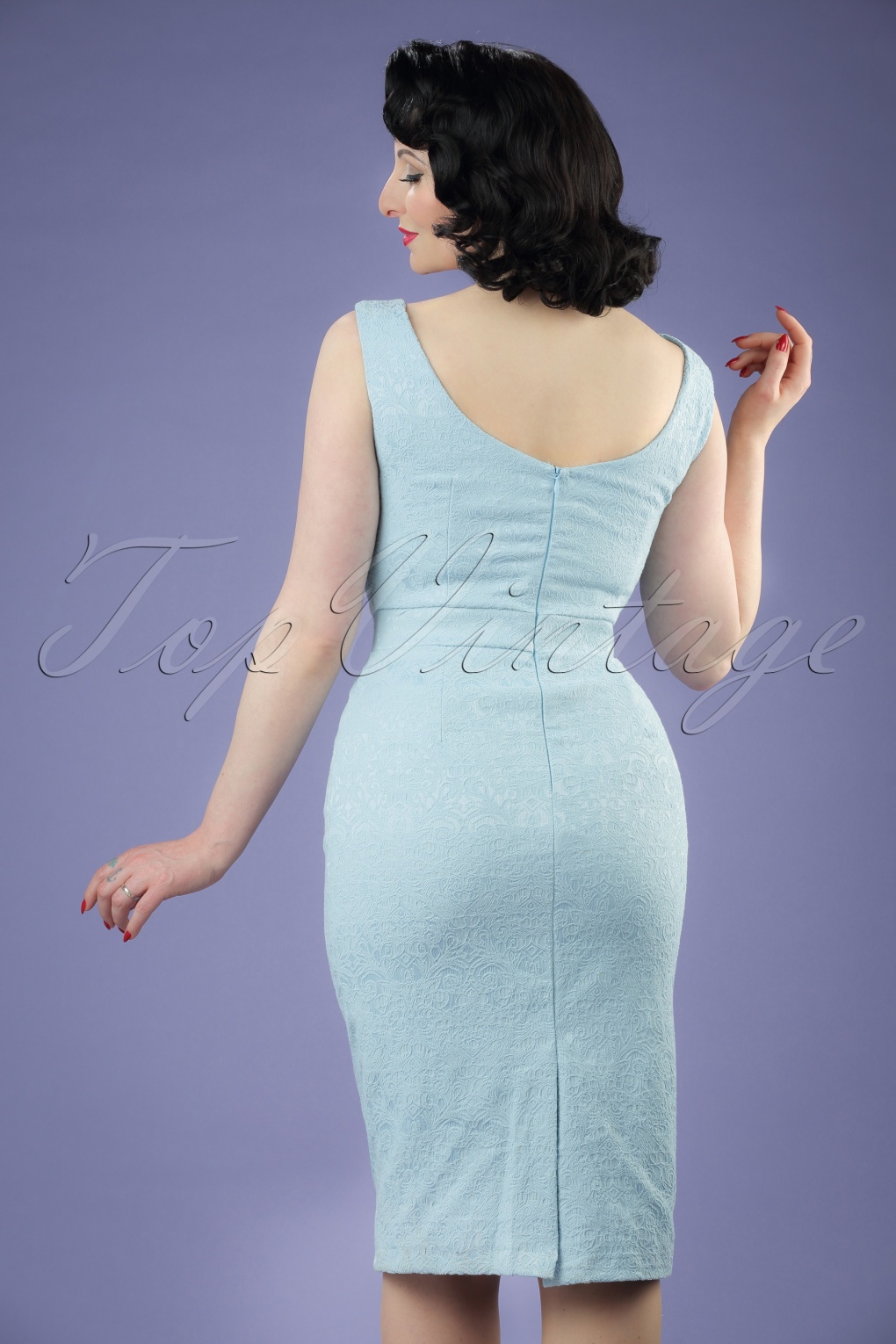 60s Maybelle Jacquard Twin Set in Light Blue