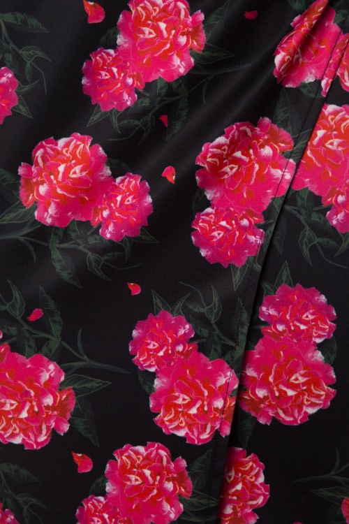 Lindy Bop - Georgiana Camellia Flower Pencil Dress Années 50 en Noir 7