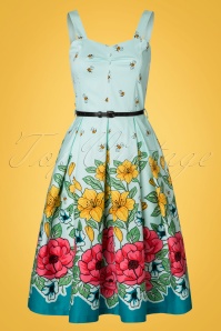 Lindy Bop - 50s Bernice Floral Swing Dress in Mint Green 2