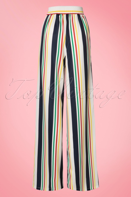 Vixen - 40s Hailey Striped Trousers in White 3