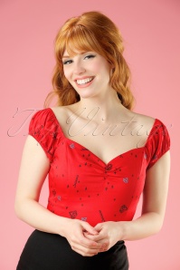 Banned Retro - 50s Vanity Top in Bright Red