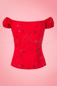 Banned Retro - 50s Vanity Top in Bright Red 4