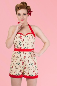Banned Retro - Sybil playsuit in pastelgeel 6