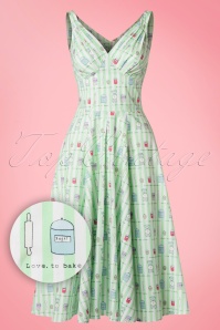 Miss Candyfloss - 50s Odessa Bake Swing Dress in Mint Stripes 2