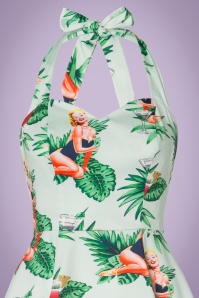 Collectif Clothing - 50s Lori Tropical Pin-Up Girl Swing Dress in Mint 4