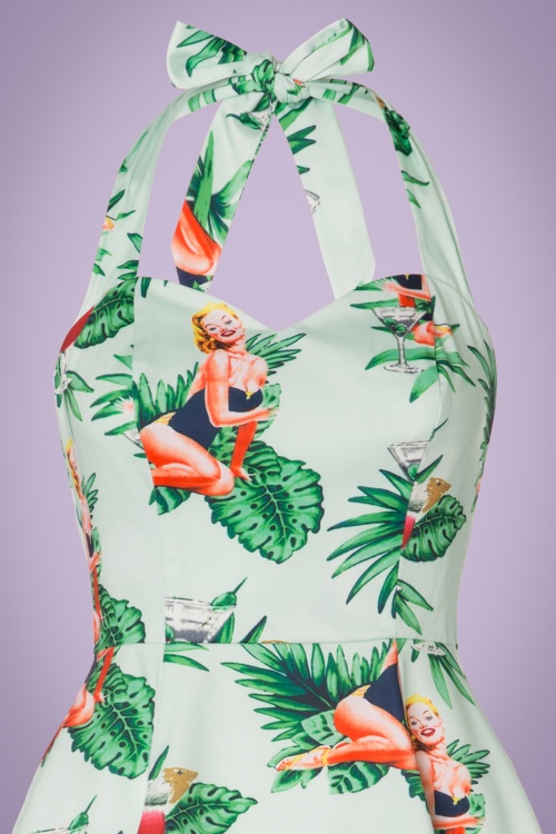 Collectif Clothing - 50s Lori Tropical Pin-Up Girl Swing Dress in Mint 4