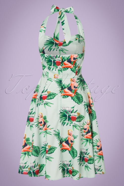 Collectif Clothing - Lori Tropical Pin-Up Girl Swingkleid in Mint 6