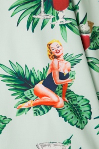 Collectif Clothing - Lori tropische pin-up girl-swingjurk in mintgroen 5