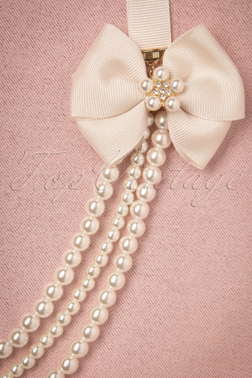LoveRocks - Ribbon and Radiant Pearls Necklace Années 40 2