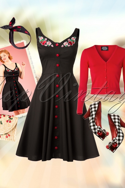 Bunny - Lulu Cherry Swing-Kleid in Schwarz 8