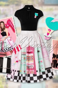 Unique Vintage - Candy Shop Swing Skirt Années 50 en Multi 11