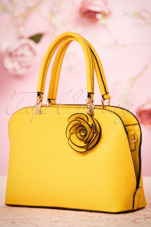 La Parisienne - 50s Loretta Rose Handbag in Yellow 2
