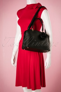 La Parisienne - 50s Loretta Rose Handbag in Black 8
