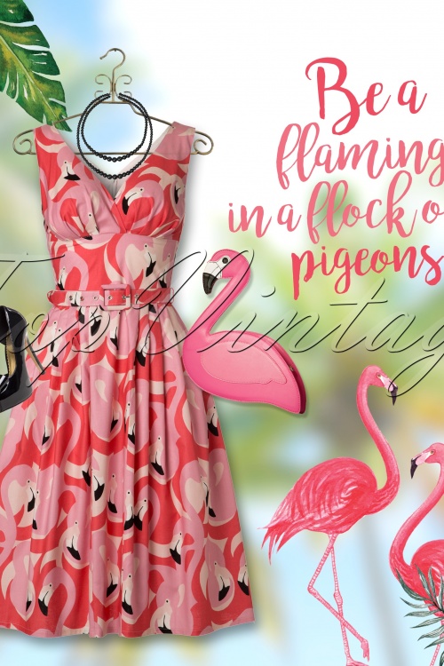 Victory Parade - TopVintage Exclusive ~ Flamingo-Swing-Kleid in Pink 6