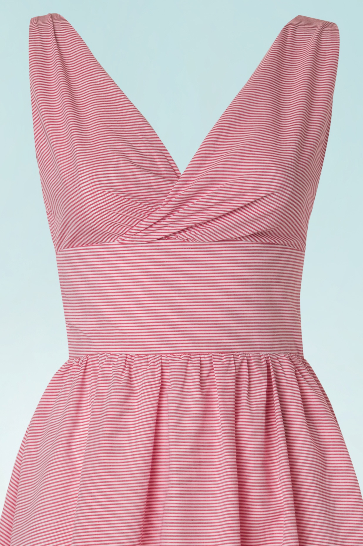 Banned Retro - Front Row gestreepte swingjurk in rood en wit 4