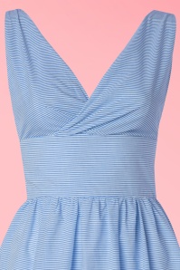 Banned Retro - 50s Front Row Striped Swing Dress in Blue and White 4