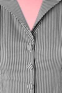 Banned Retro - Willow Stripes Bluse in Anthrazit und Weiß 4