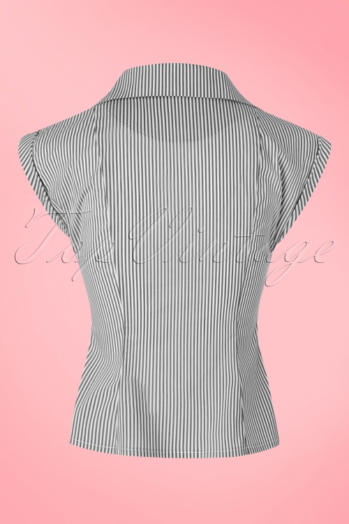 Banned Retro - 50s Willow Stripes Blouse in Charcoal and White 3