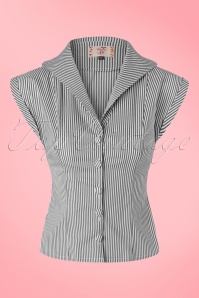 Banned Retro - 50s Willow Stripes Blouse in Charcoal and White 2