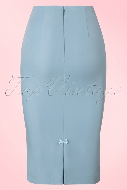 Banned Retro - 50s Guideing Light Pencil Skirt in Baby Blue 4