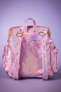 Banned Retro - Nyla Backpack Années 60 en Rose Holographe 5