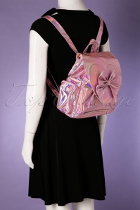Banned Retro - 60s Nyla Backpack in Holographic Pink 7