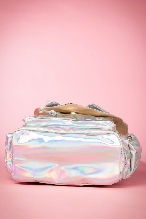 Banned Retro - 60s Nyla Backpack in Holographic Silver 6