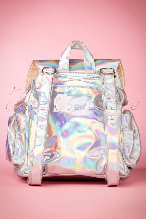 Banned Retro - 60s Nyla Backpack in Holographic Silver 5