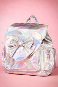 Banned Retro - 60s Nyla Backpack in Holographic Silver 2