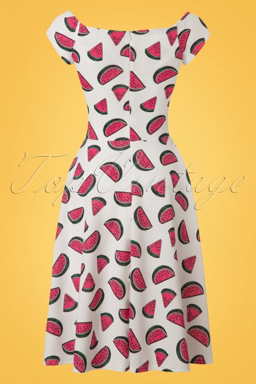 Vintage Chic for Topvintage - Emma Watermelon Swing Dress Années 50 en Blanc 3