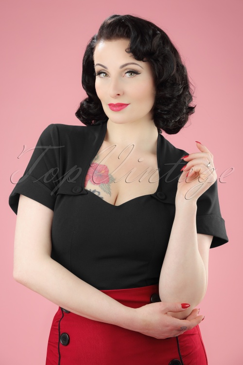 Miss Candyfloss - 50s Elsy Top in Black