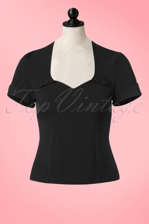 Miss Candyfloss - 50s Elsy Top in Black 2