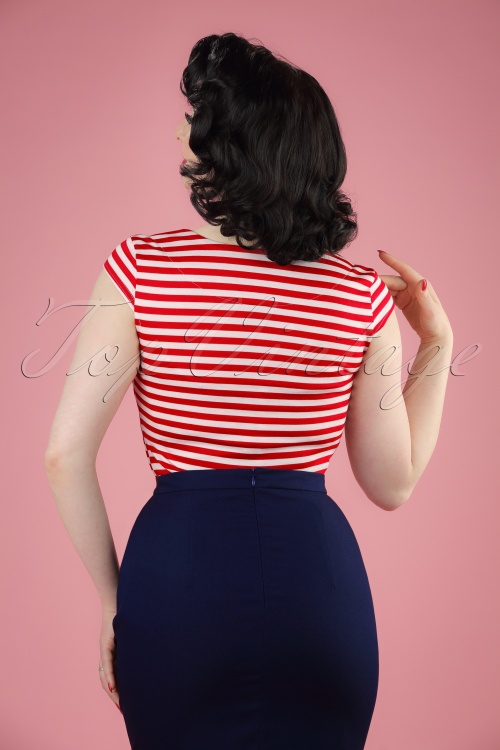 Steady Clothing - 50s Tatiana Tie Top in Red and White Stripes 4