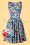 Lady V by Lady Vintage - TopVintage exclusive ~ Tea Tropical Leaves Swing Dress Années 50 en Bleu Clair 2