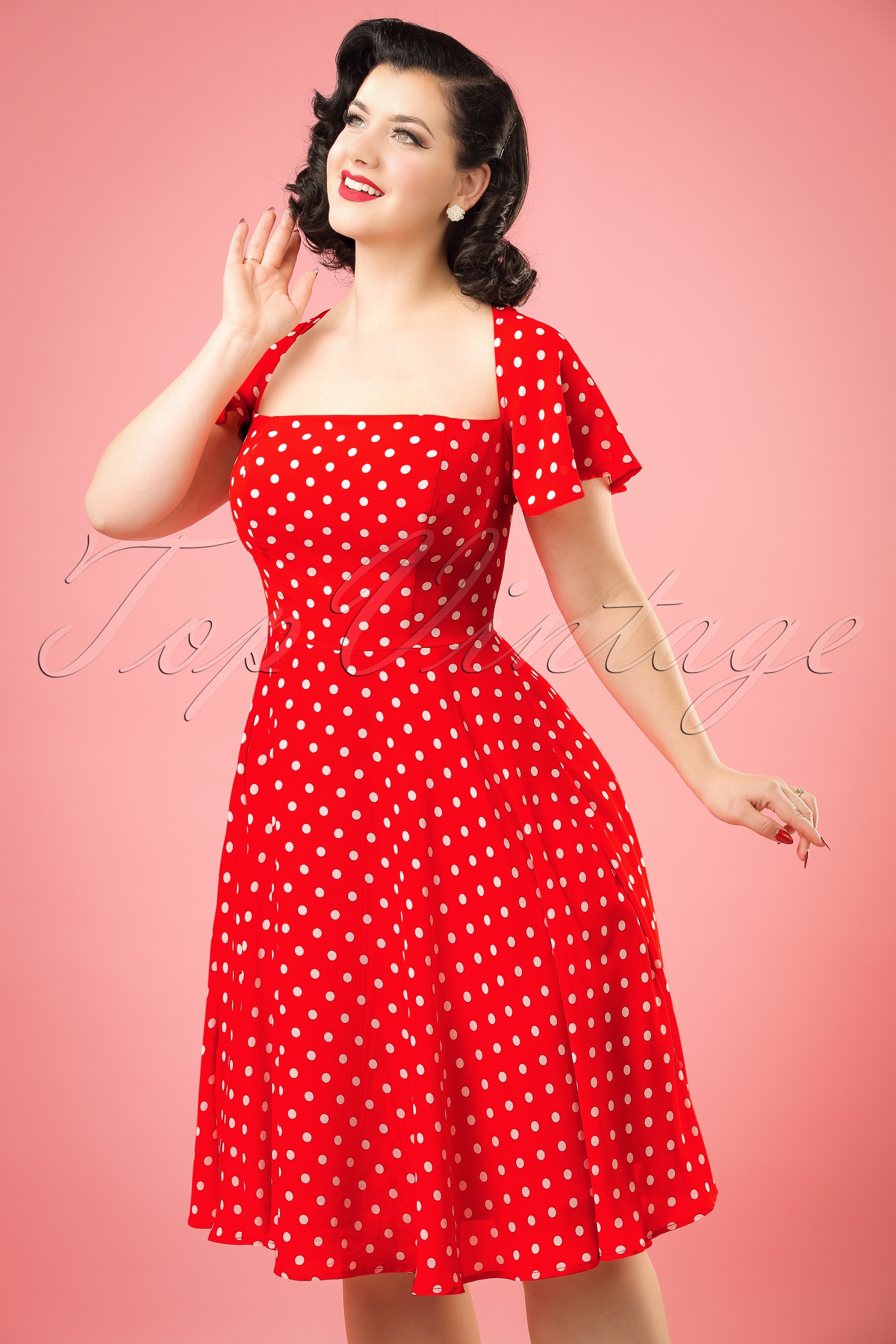 1950s red polka dot dress best sale