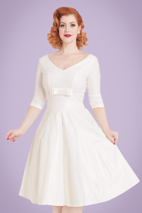Vixen - 50s Dorothy Bridal Swing Dress in Ivory