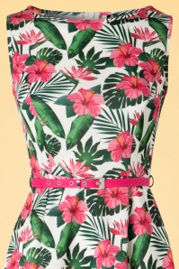 Lady V by Lady Vintage - Hepburn Hawaiian Flowers Swing-Kleid in Elfenbeinweiß 2